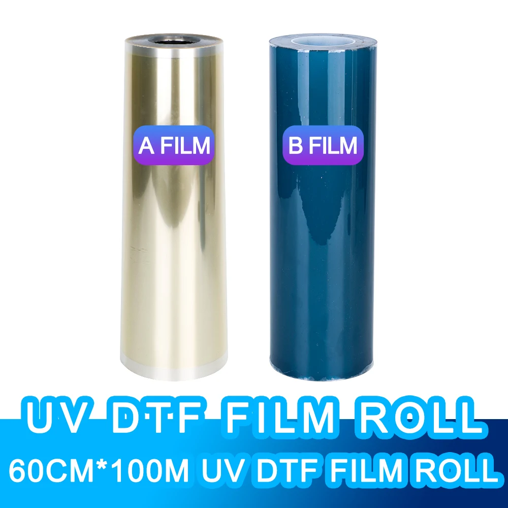 범용 인쇄 UV DTF 필름 롤, 60cm x 100M AB 필름 크리스탈 라벨 스티커