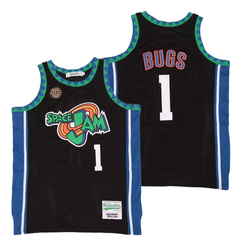 Basketball jerseys space jam 1BUGS Sewing embroidery Outdoor sportswear Hip hop black Sweat absorption breathable big size basketball jerseys