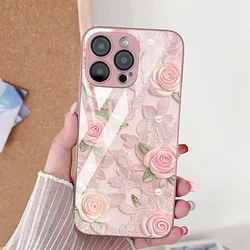 Elegant Tempered Glass Floral Phone Case Cover - Galaxy A17 5G (PJ10)
