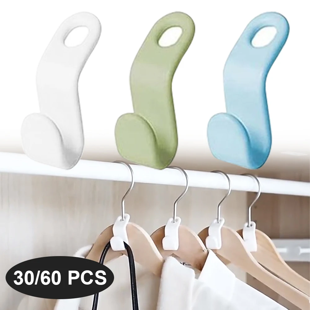 10 Pcs Clothes Hanger Hook Folding Storage Clothes Rack Wardrobe Hanging Hanger  Connection Hook Space Saving Connectors Home