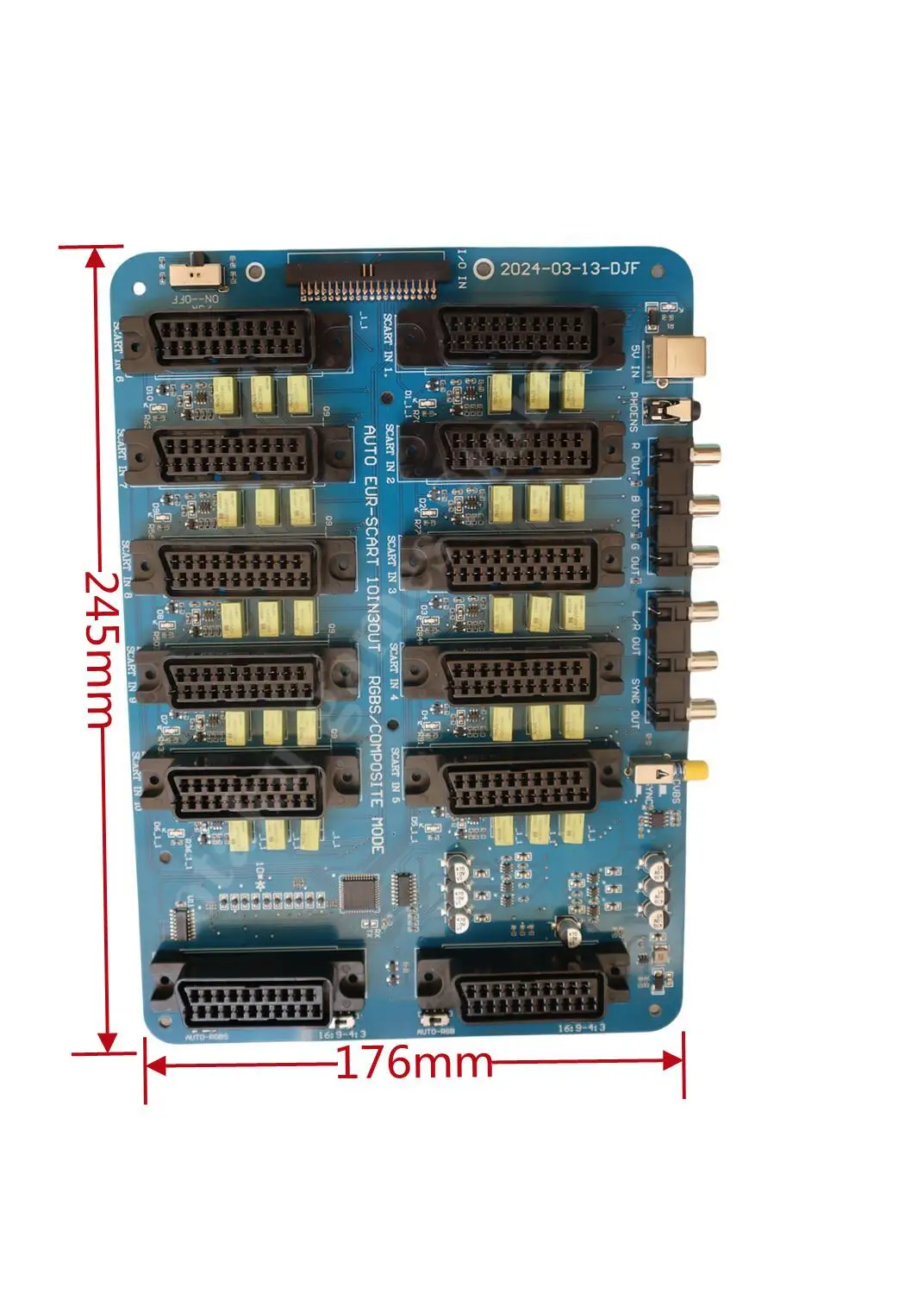 10 IN 3 Output EUR SCART Distributor 2 Scart 1 RGBS Auto RGBS Video Converter Switcher Board For MD/MD2/SS/PS/PS2/PS3/DC/SFC