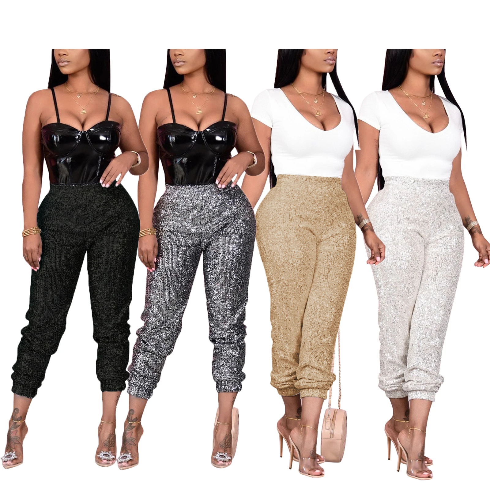 Shiny Monogram Cropped Jogging Pants - Women - Ready-to-Wear