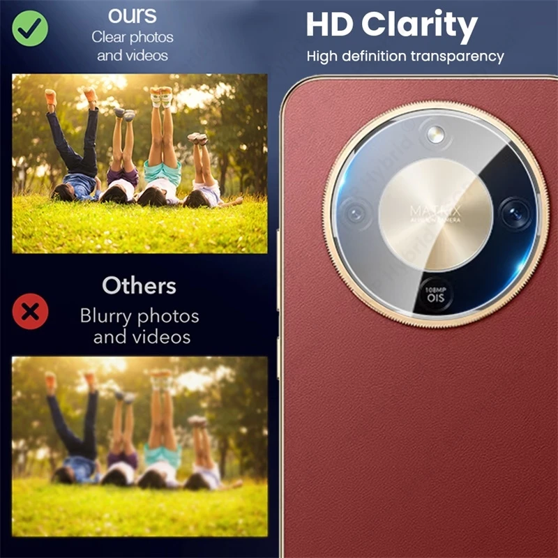 아너 매직8 라이트 8Lite 라이트 5G용 3D 곡면 카메라 보호 케이스, 투명 크리스탈 강화유리 렌즈 커버 (호나/호너 X9d 호환)