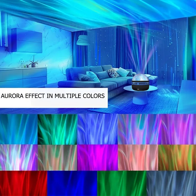 Star Projector Lamp Northern Galaxy Light LED Water Pattern Starry Sky Light Remote Control Aurora Projection USB Plug-in Magic Ball Stage KTV