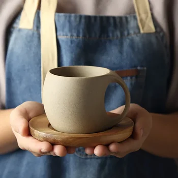 Tazza da caffè in ceramica vintage Piattino da 220 ml Colazione Latte Avena Bevanda Tazza Squisita tazza da tè pomeridiano Compleanno 2