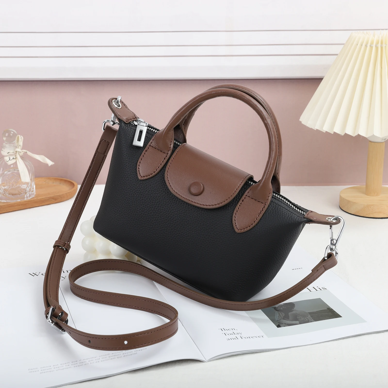 MIYA GARDEN Leather Women's Bag 2024 New High Quality Soft Leather Lychee Grain Shoulder Bag Simple Ladies Crossbody Bag Handbag