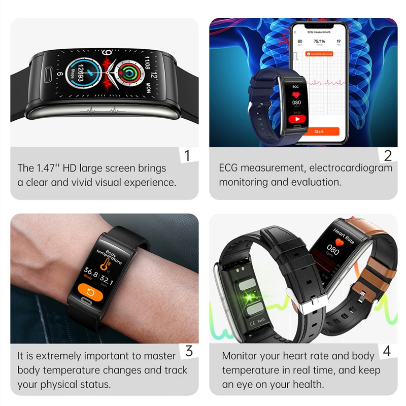 ο ECG Ʈ ġ    ħ   HR & BP    Smartwatch ȵ̵ iOS E600