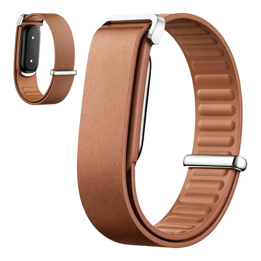 Genuine Leather Ultra-Thin Slide-Lock Smart Watch Strap Replacement Wristband