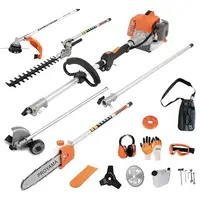 Gas Hedge Trimmer Weed Eater Brush Cutter Pole Saw Chainsaw 6 in 1 Multi Functional Trimming Tools Garden Work with Adjustable 1