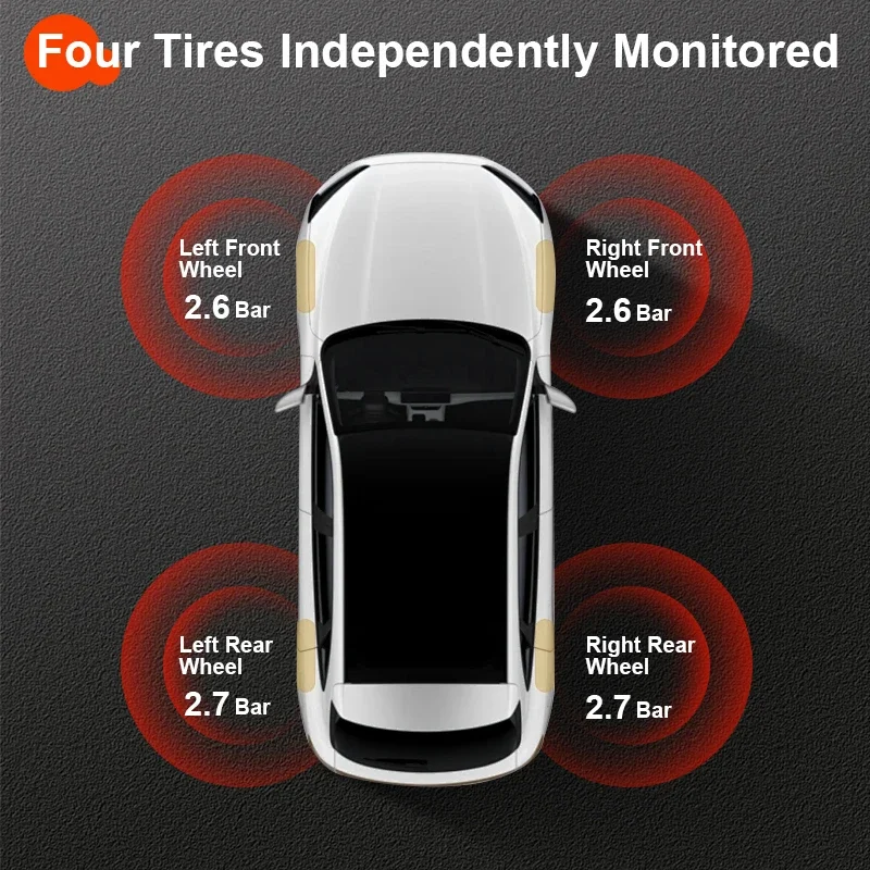 Smart Car TPMS Tire Digital LCD Display Auto Security Alarm Tyre Pressure Monitor For Toyota RAV4 XA50 -