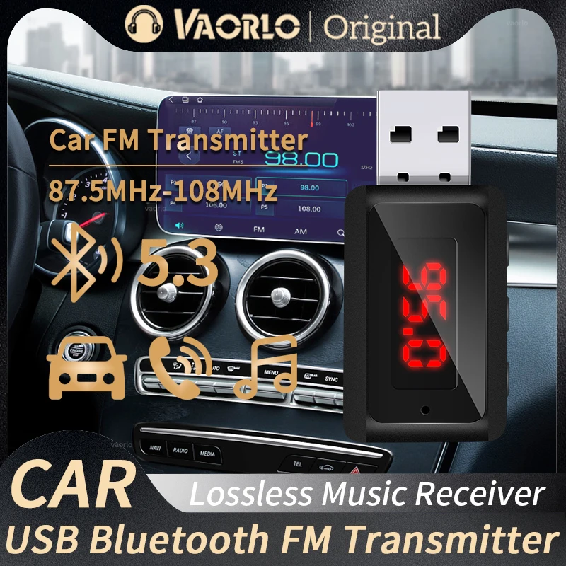 Car Bluetooth 5.3 Transmitter Receiver Handsfree Call Mini USB Power Car Kit Auto Stereo Wireless Audio Adapter For FM Radio For Bluetooth Adapter