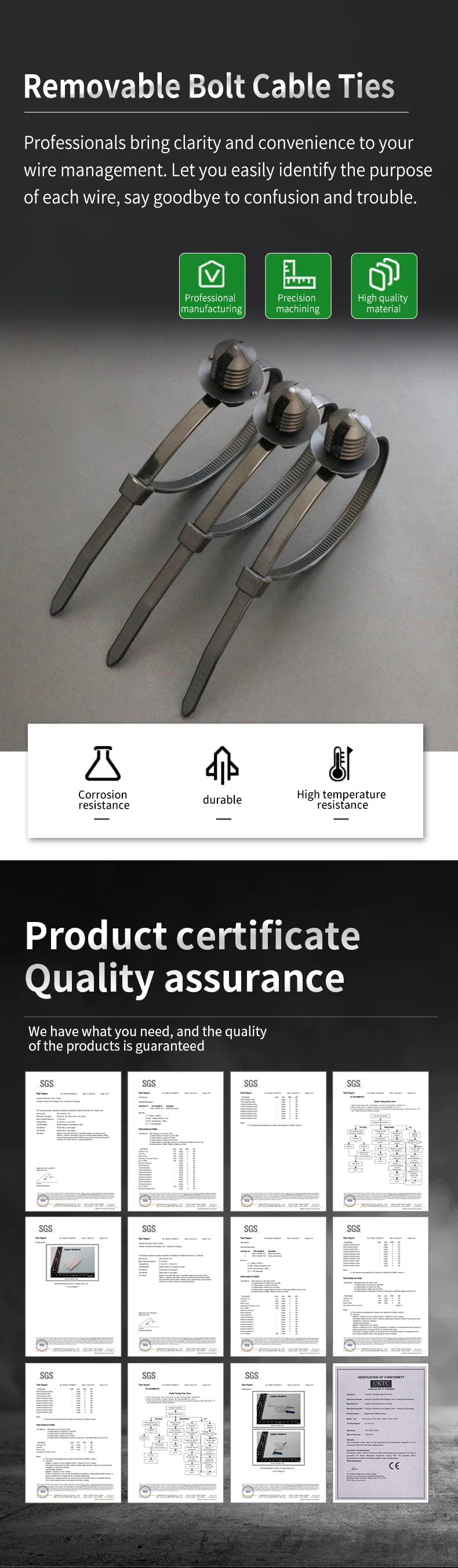 Description Picture 2 of itemRemovable Threaded M6 M8 M10 Hole Nylon Plastic Vehicle Motocycle Cable Tie Car  Harness Retainer Clip Push Mount Auto Fasteners