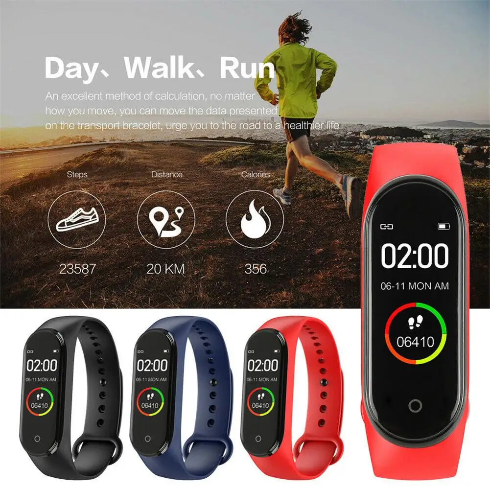 Men Women M4 Smart Digital Watch Heart Rate Monitoring Calorie Counter Running Pedometer Fitness Tracker Bracelet