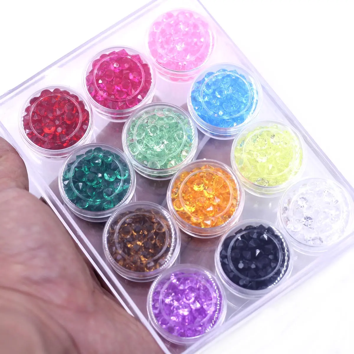 1 Box Acrylic Rhinestones Mixed Colors 5mm For Kids Painting Nail Embellishments Scrapbook Jewelry DIY Finding 13cm