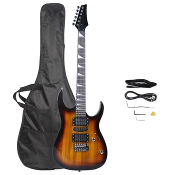 Novice Entry Level 170 Electric Guitar HSH Pickup Bag Strap Paddle Rocker Cable Wrench Tool Sunset Color 1