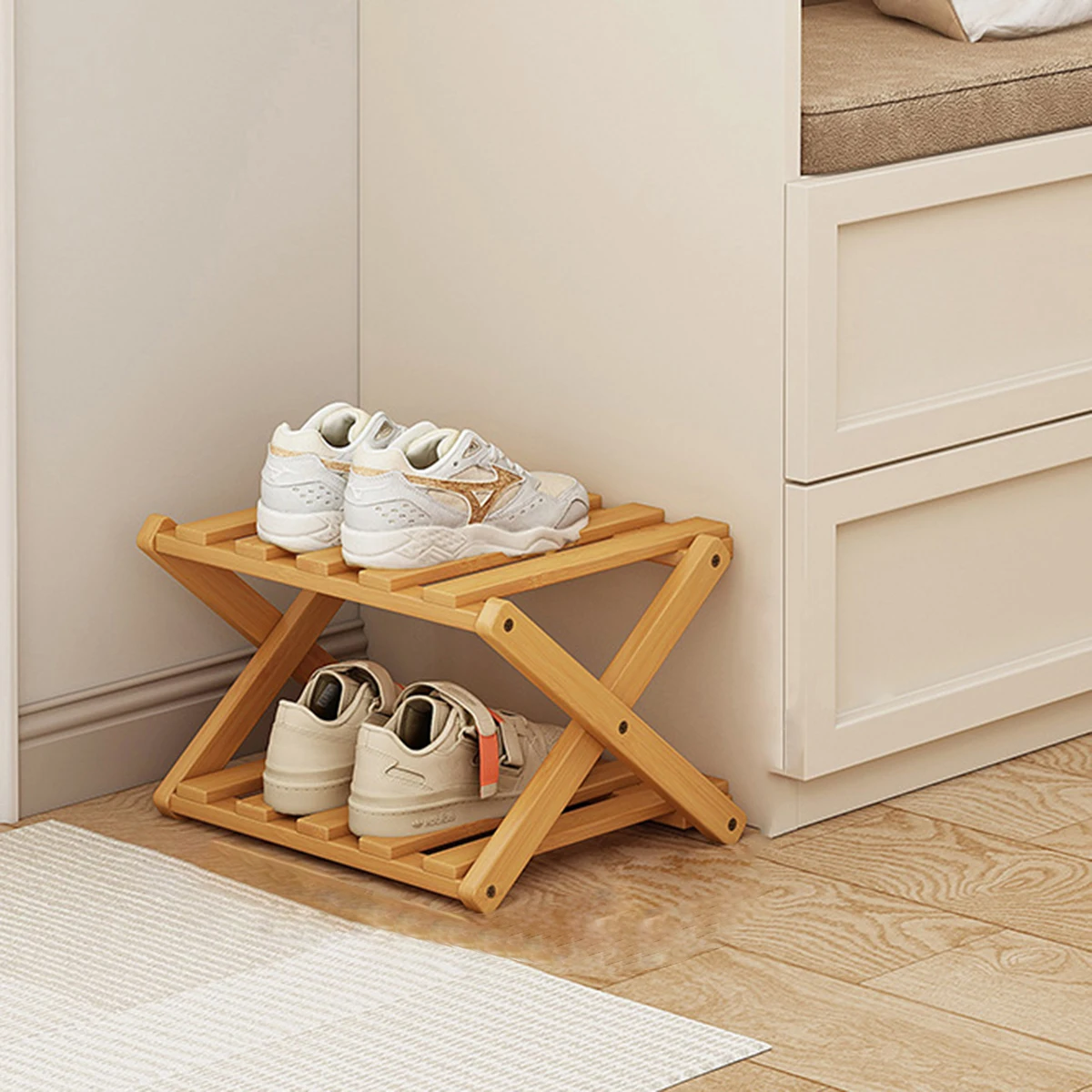 Multi layer Folding Shoe Rack Bamboo Slim Clogs Box Fashion Storage Telescopic Box Cabinet