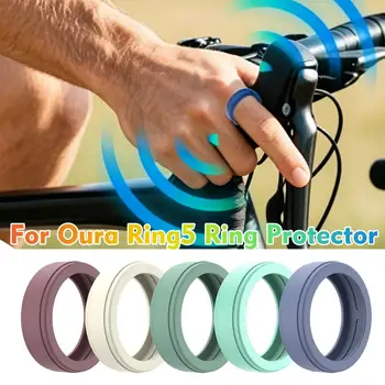 Cover Protettiva in Silicone Morbido per Oura Ring 5, Anello Intelligente Anti-Caduta, Anti-Polvere, Anti-Graffio, Effetto Pelle
