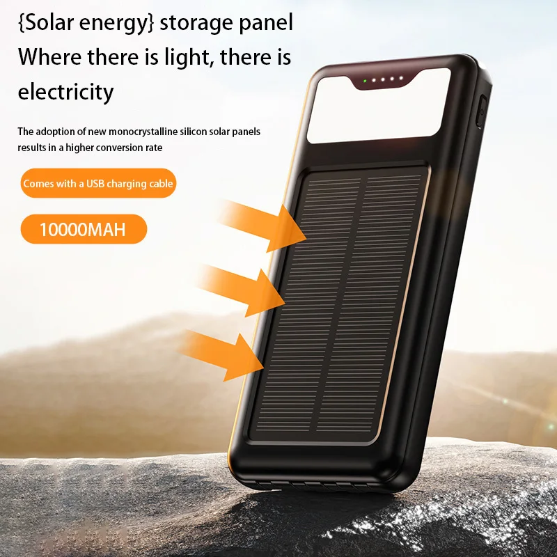 200000mah Solar Power Bank Built in 4 Cables Portable Fast Charging Large Capacity Charger Powerbank For Iphone Samsung Huawei 3