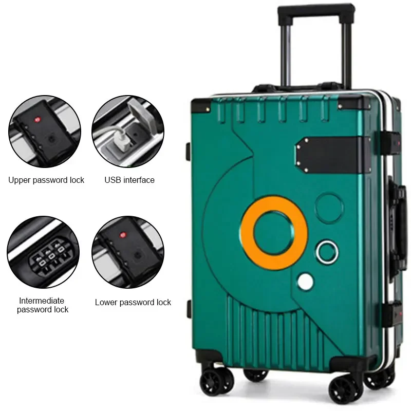 Aluminum Frame Suitcase With Silent Wheels And Combination Lock_voghion.com