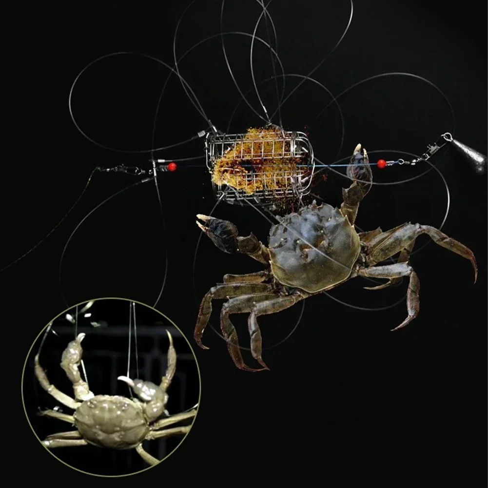 Crab Catching Tool Lure Trap Stainless Steel Bait Cage Fish Cage Feeder Fishing Tackle Suitable Crab Shrimp Crawfish Trap Cage