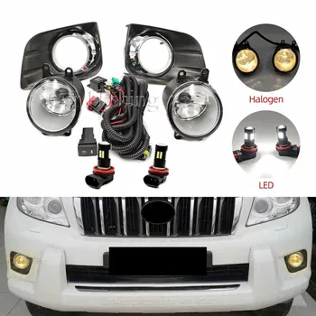 LED Fog Lights Fog Lamp For Toyota LAND CRUISER PRADO 150 FJ150 LC150 2010 2012 2013 Chrome Trim Harness Wiring Cover Grille 1