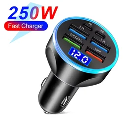6 - Port Fast Charging Car Charger with PD & QC3.0 USB - C Adapter - 6 Port Car Charger