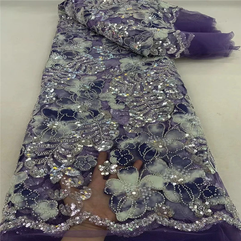 New design fashion style bling bling net lace bead and sequins lady party 5 yards