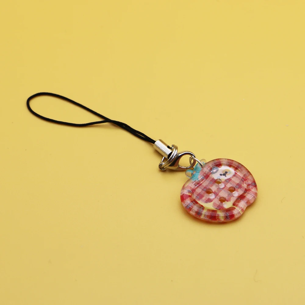 Unique INS Button Apple Keychain Pendants Transparent Printed Phone Charms Cute Bag Phone Case Lanyard Accessories for Gifts – Detail 4