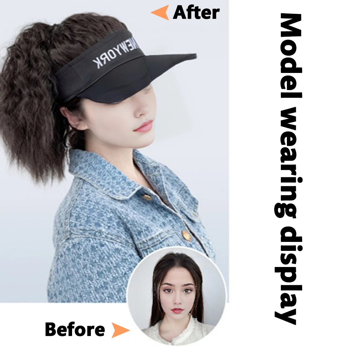 Synthetic empty top hat wig natural curly woman's head sun hat heat-resistant wig afro kinky curly Hair extension