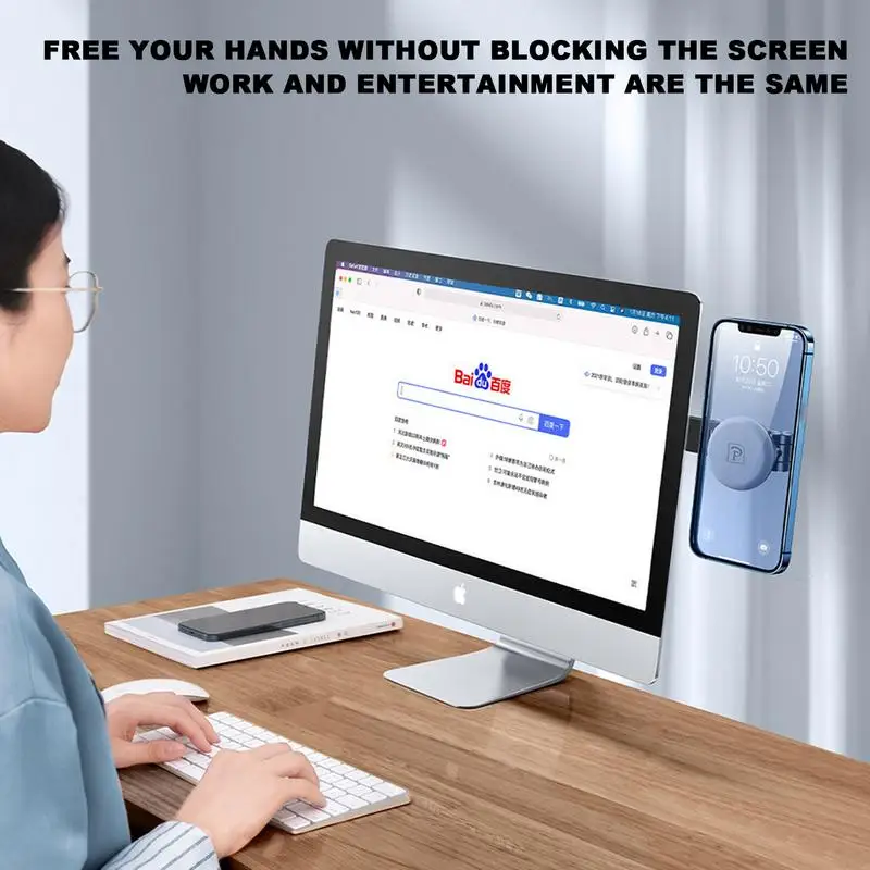 Slim Laptop Phone Holder | Foldable Telescopic Laptop Screen Side Extension | Magnetic Portable Car Phone Mount Brac