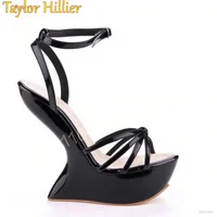 Sandales à plateforme de Style étrange, boucle à tête ronde, sandales d'été pour femmes, mode fête, Sexy, sangle à ongles, talon, chaussures à bout ouvert 6