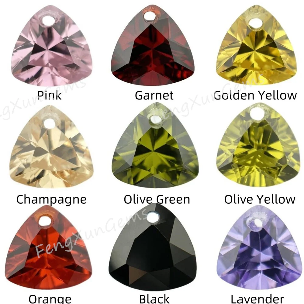 

5X5~12x12mm With A Hole Trillion cut multicolor Loose Cubic Zirconia Gemstone For Jewelry makeing DIY Purple Orange White Pink