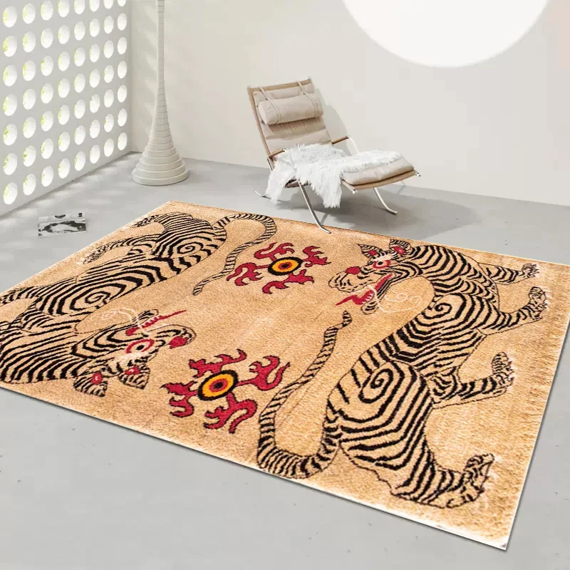 Carpet for Living Room Retro Animal Abstract Printed Children's Bedroom Fluffy Rug Home Decoration Luxury Large Area Plush Mat