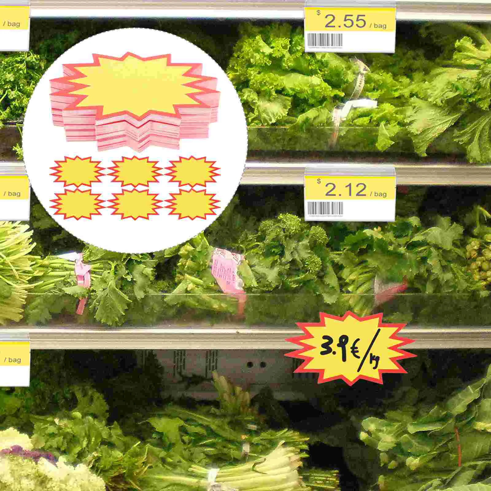

100/200pcs Price Tag Advertising Paper Explosion Sticker Signs Price Tags Sales Price Label Tags For Supermaket Store 11x6cm