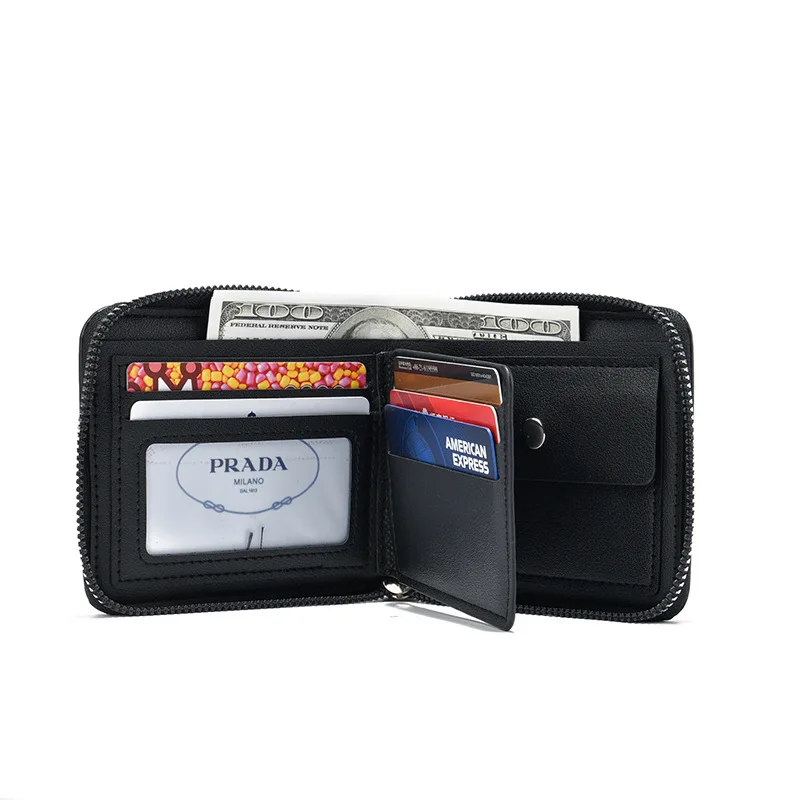 Euro American style Men's Business Short Wallet, Multi-Card Organizer & Money Clip, Premium Leather Slim Travel RFID Essentials