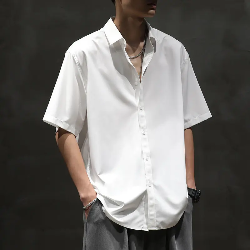 Autumn Winter Casual Fashion High-end Simple Shirt Man Long Sleeve Drape Solid Blouse Male Loose All Match Streetwear Clothes