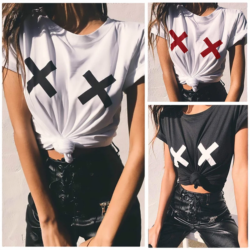 

Sexy T Shirt Women Funny Tops Casual Fashion Print T-shirts Female O Neck Loose Cotton Tees Ladies Short Top Camisetas Mujer