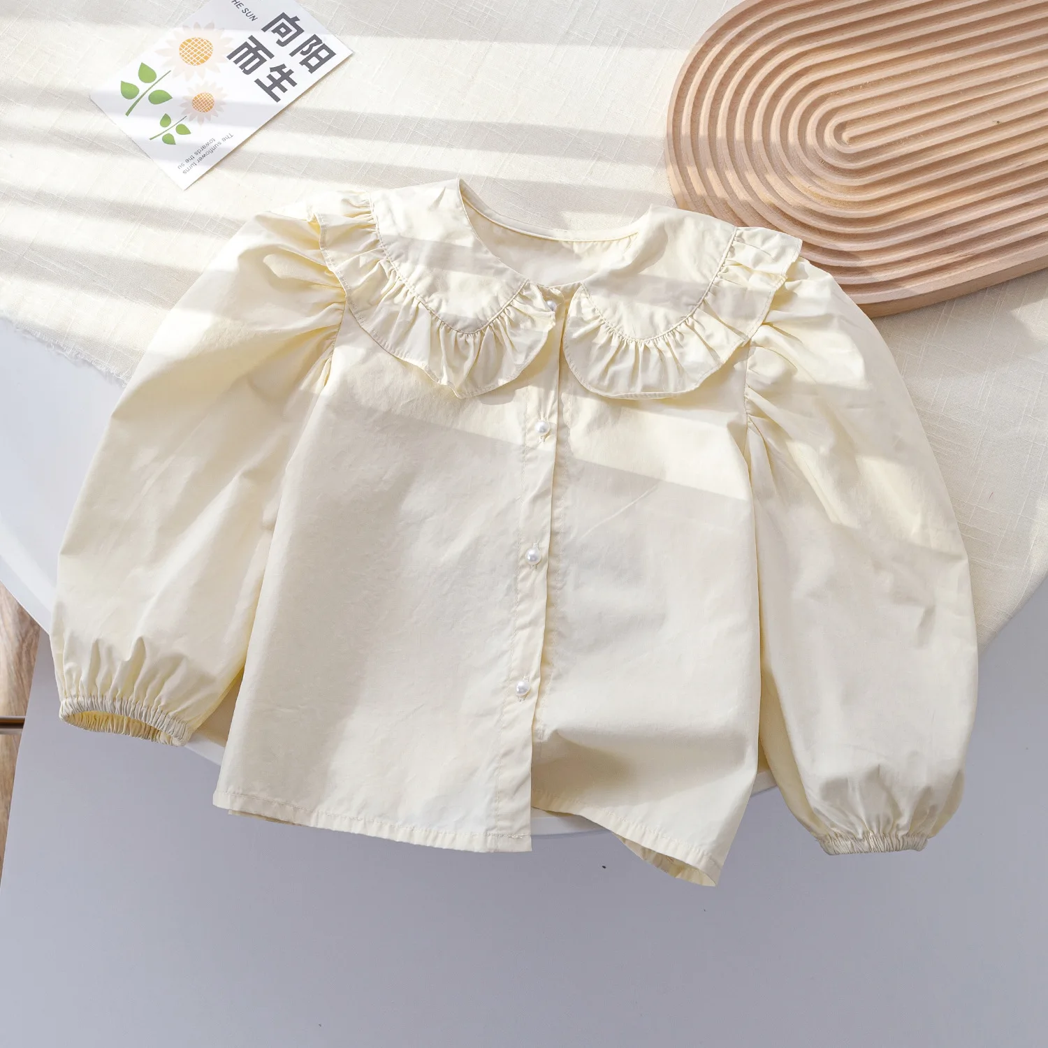 Girls Long Sleeve Shirts Children's Blouses Lace Floral Embroidery Turn Down Collar Girls Blouse Shirt