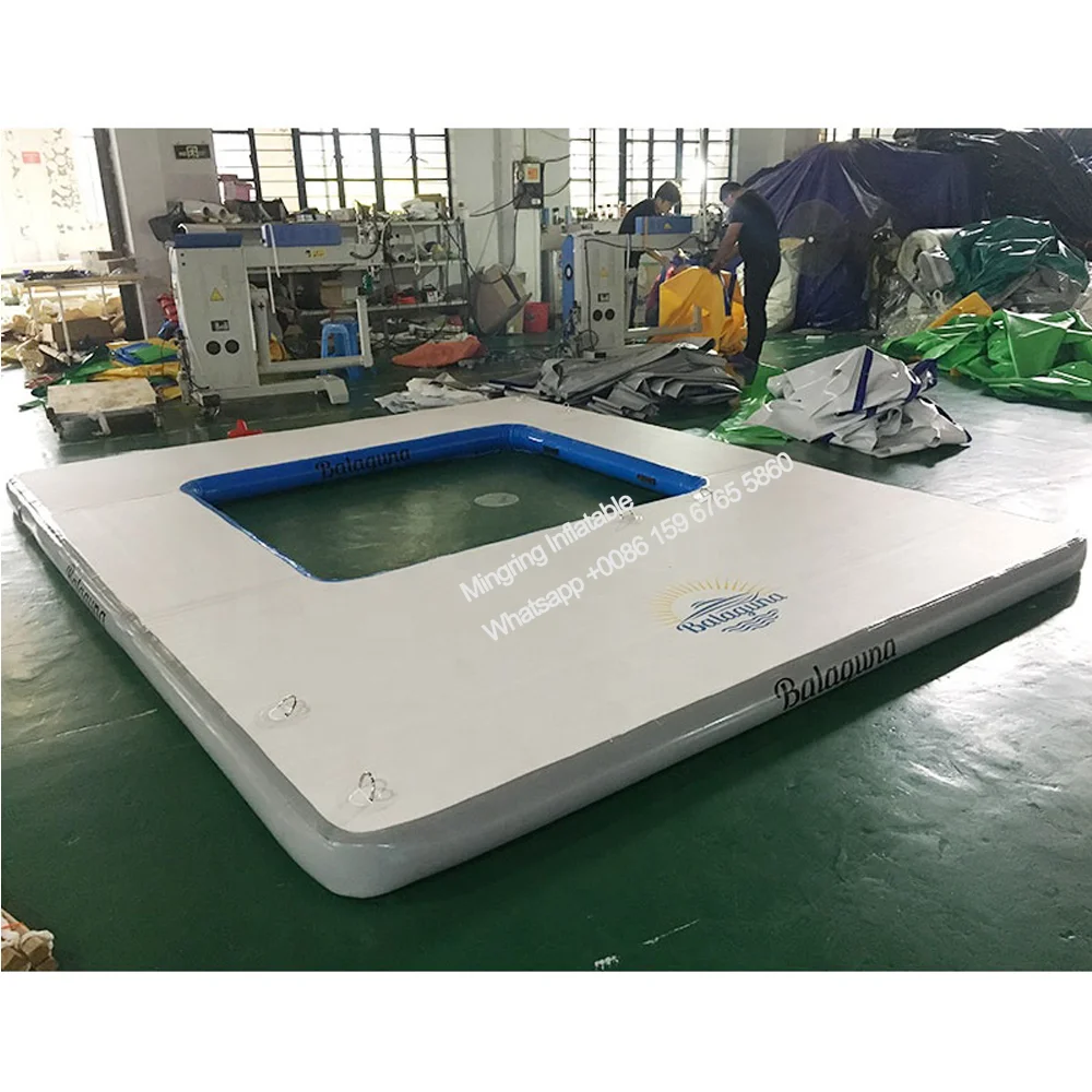 Inflatable Double Layer Dock, Floating Sea Pool Island, Yacht, Ocean Pool, 4x3m, 13x10ft