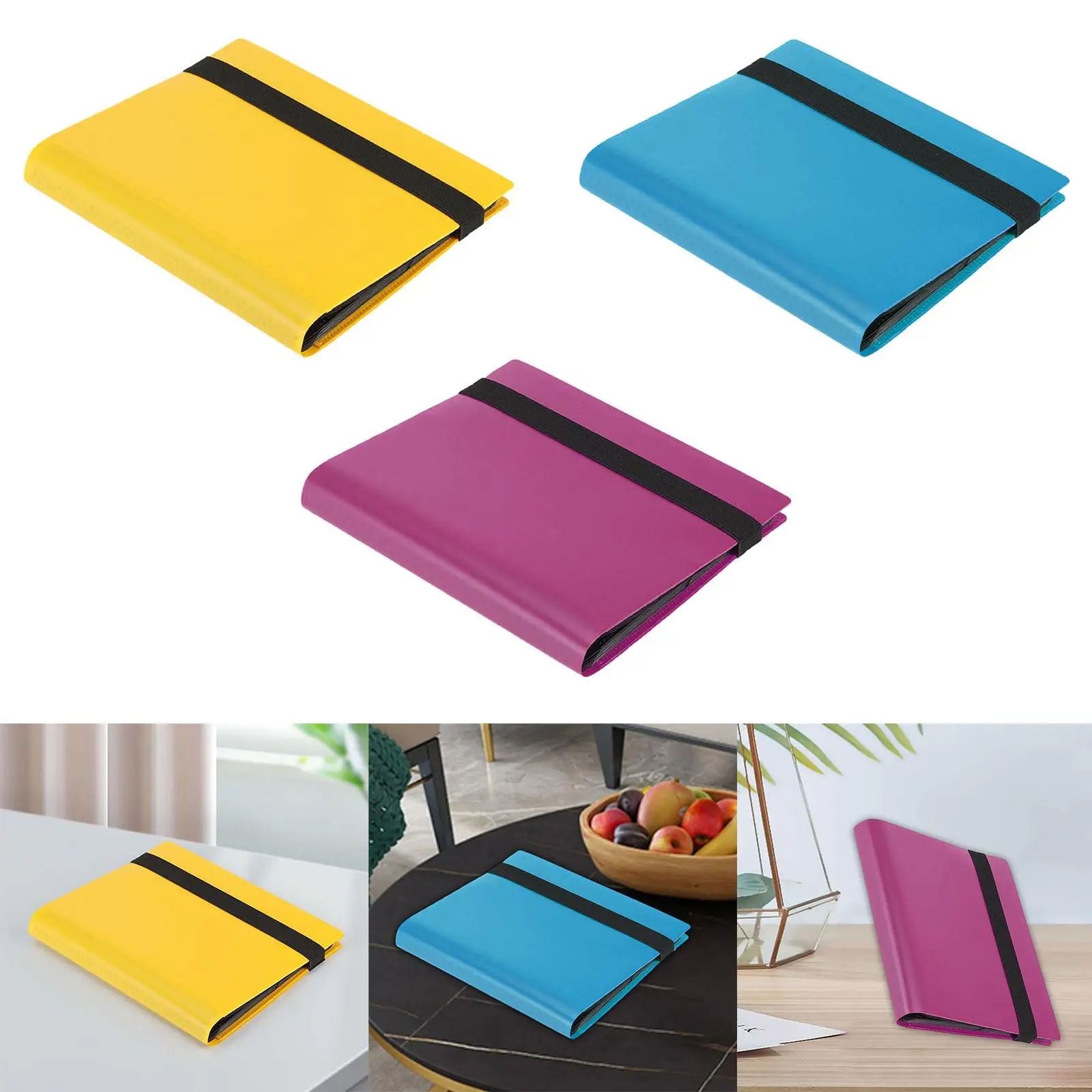 

4 Pockets Trading Card Carrying Binder Hold for 160 Cards Card Protective Sleeves Band Closure Portable Card Storage Case