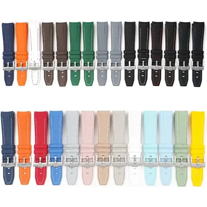 Enhanced Silicone Rubber Watch Band with Curved End - 20mm Diving Wrist Bracelet