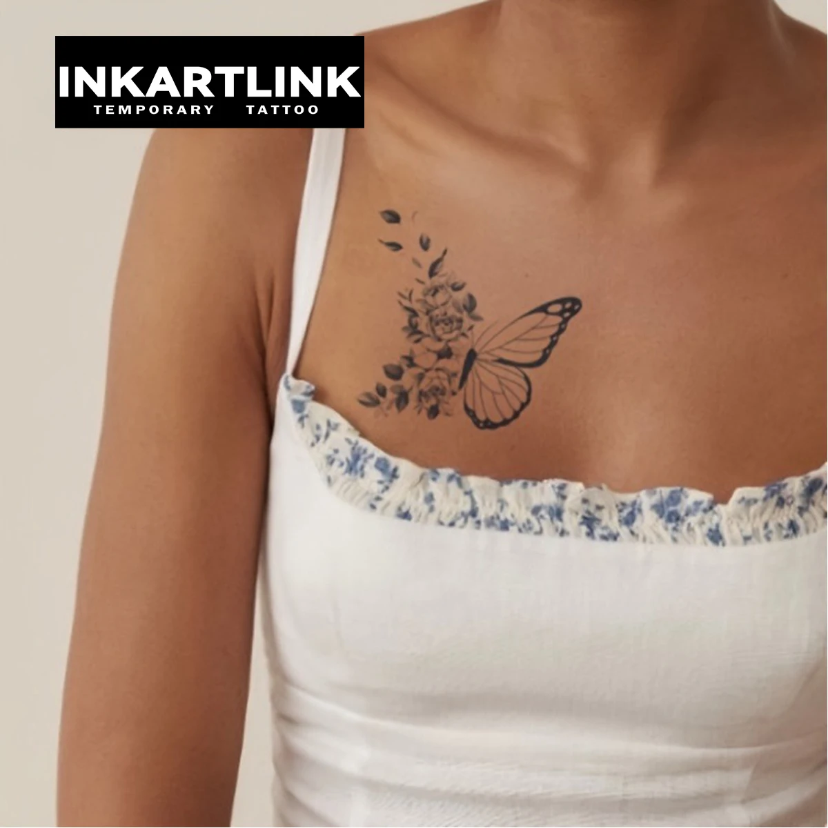 Flower butterfly Temporary Tattoo,Lasts To 15 Days New Technology Magic Waterproof Semi Permanent Sticker. 2