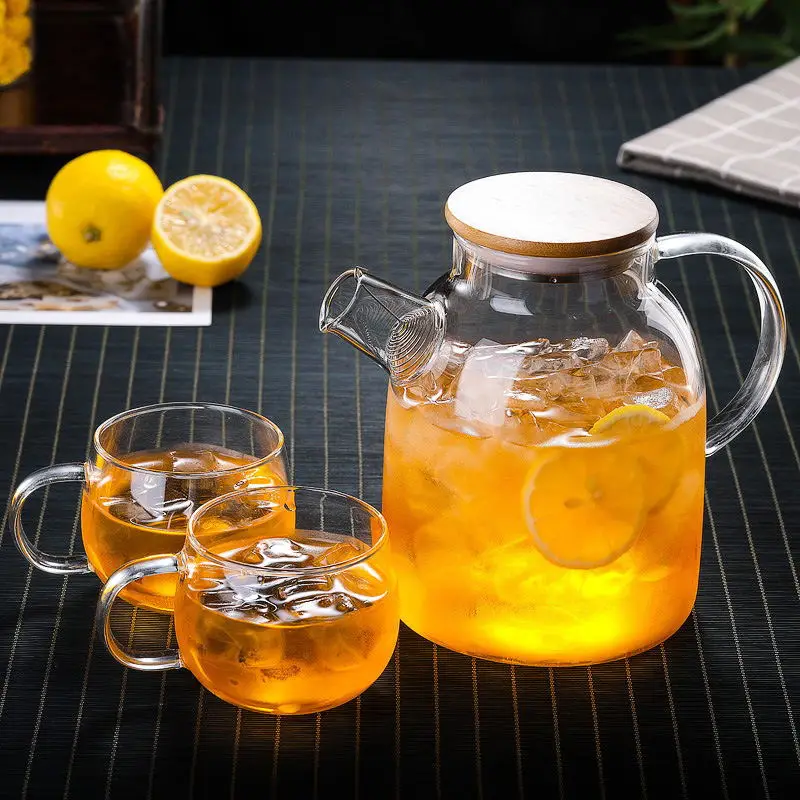 

Big Heat Resistant Glass Teapot Flower Tea Kettle Large Clear Glass Fruit Juice Container Ceramic Teapot Holder Base Droshipping