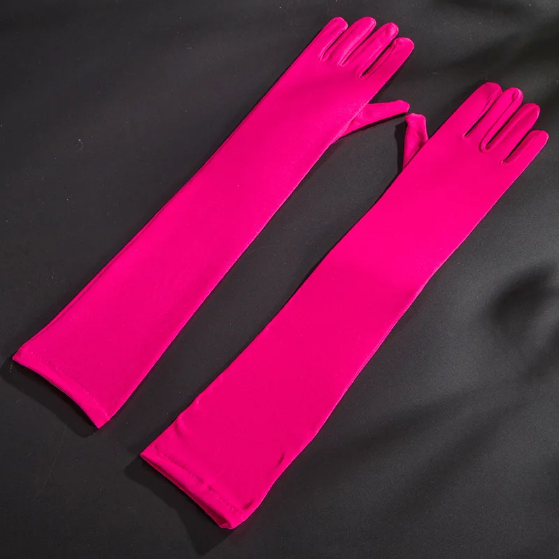 Women Long Spandex Multicolor Solid Retro Cosplay Stage Performance High Stretch Breathable Gloves Drive Cycling cosplay gloves costume gloves