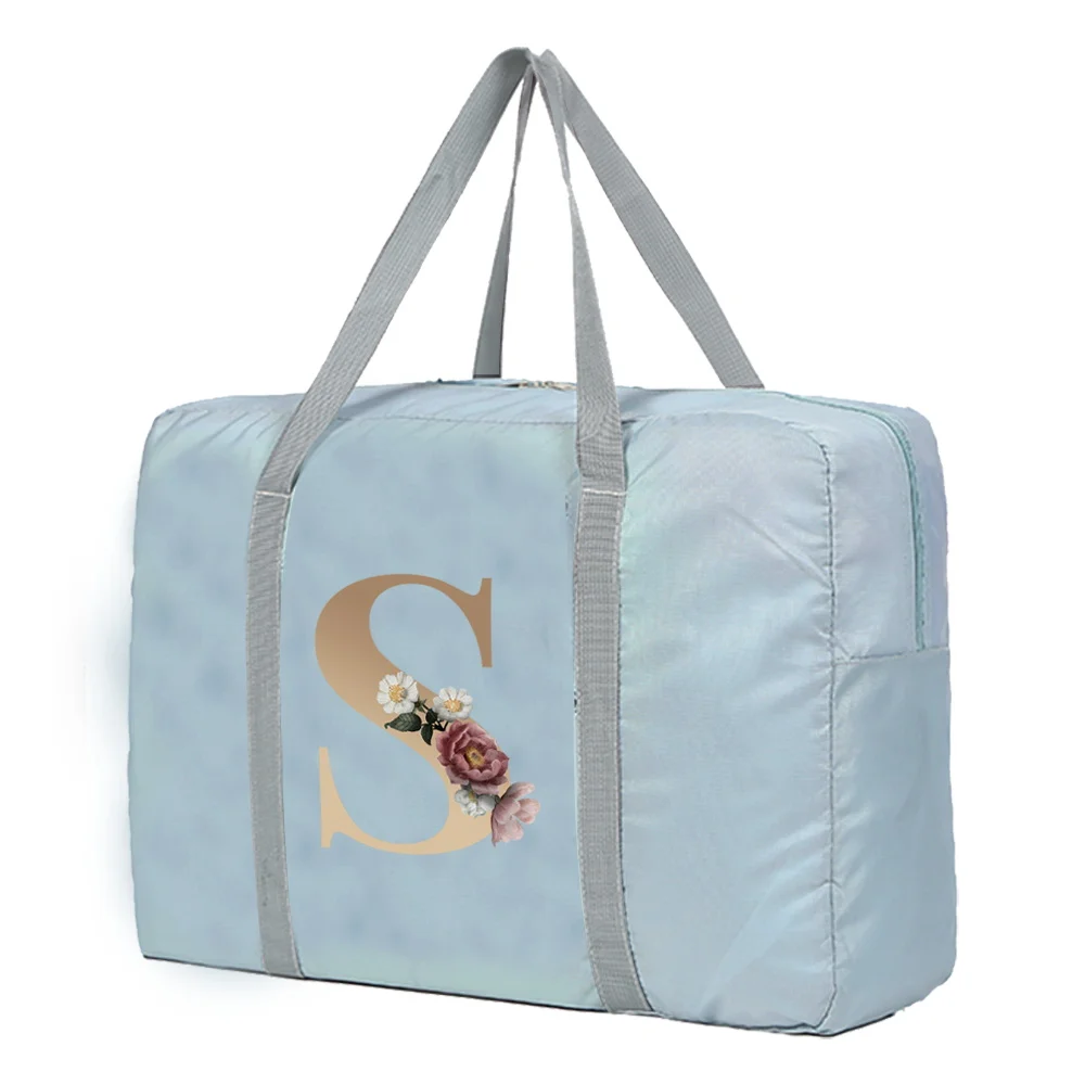 Large Capacity Travel Bag Unisex Organizers Foldable Luggage Handbags  Clothes Storage Duffle Carry on Bags Gold Lettern Series