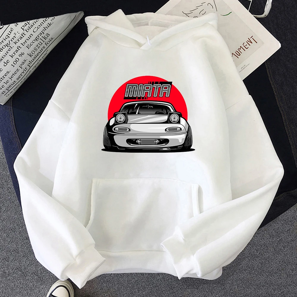 

Hoodie Awal Anime Mazda MX-5 Hoodie Pakaian Estetika Pakaian Wanita/Pria Kaus Musim Semi/Musim Gugur Mode JDM Sudadera