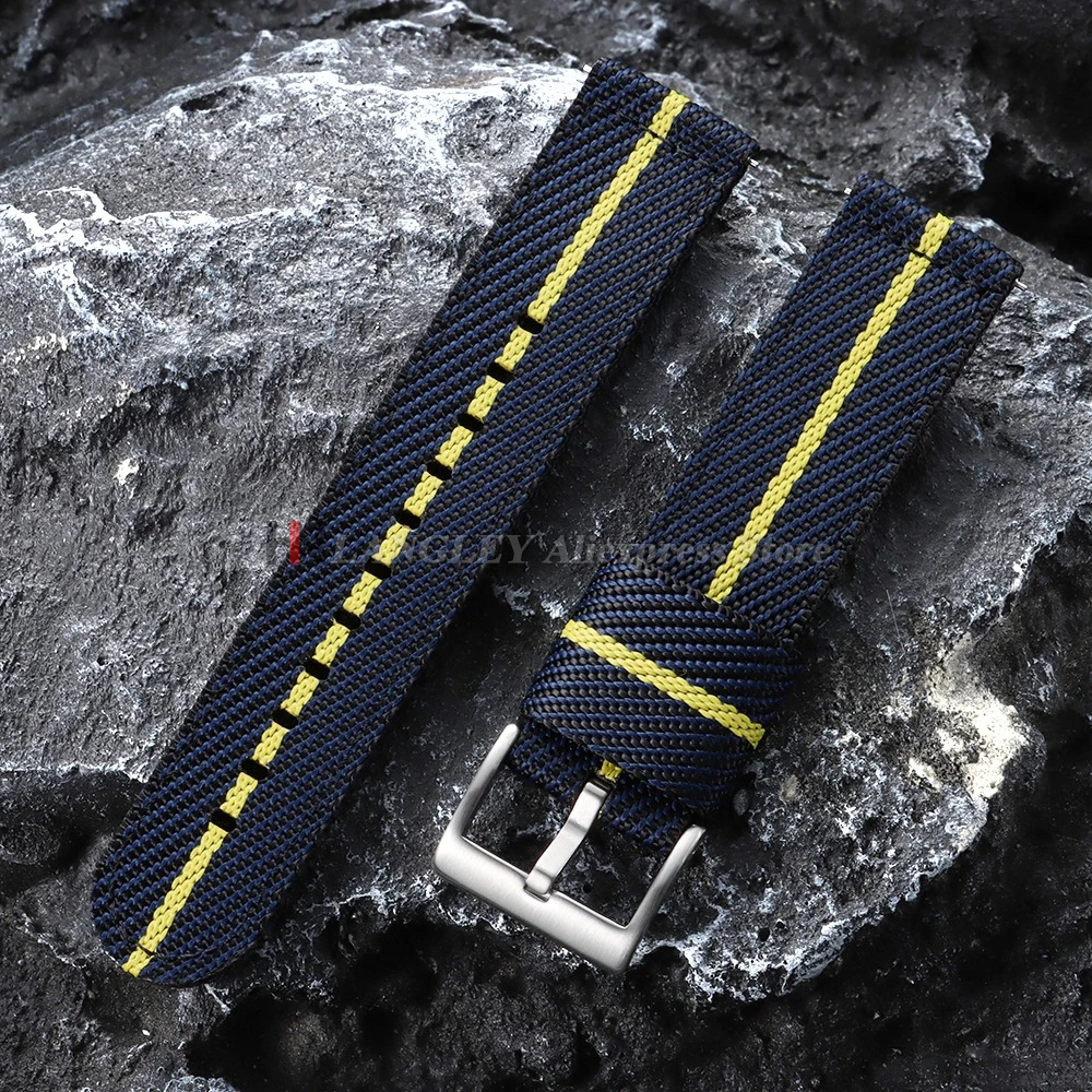 Military Sport Quick Release Nylon Strap with Woven Canvas Fabric, 20mm/22mm - Men's Watchband Bracelet