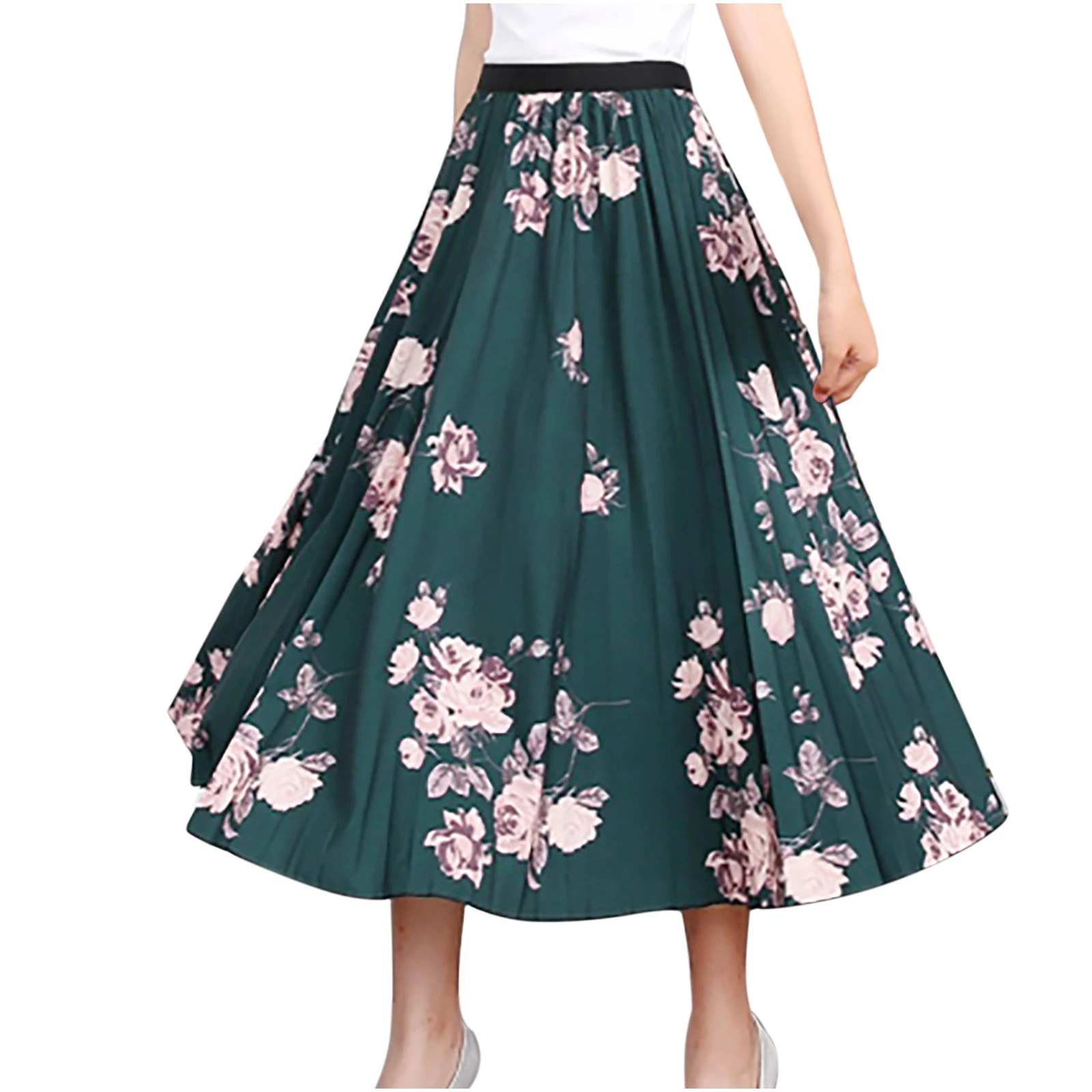 JAYCOSIN faldas bohemias con estampado de flores para mujer, faldas largas de cintura alta para fiesta y playa, falda larga con dobladillo con volantes, faldas elegantes para fiesta| | AliExpress