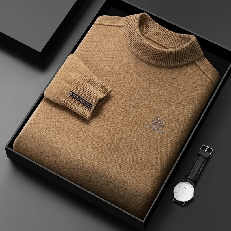 

Light Luxury 2023 New Korean Version 100% Wool Sweater Winter Fashion Diamond Designer Knitted Pullover Round Neck Men's Sweater