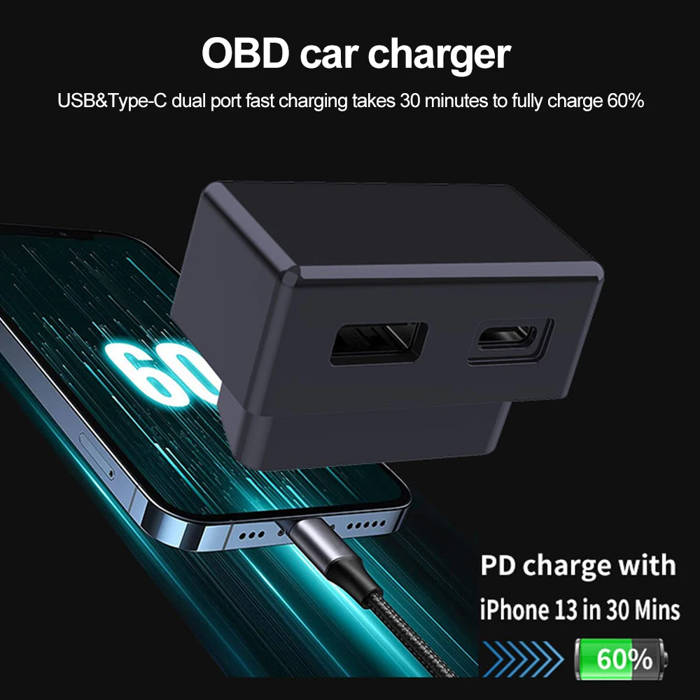 Tesla OBD Adapter Car Charging Splitter & Phone USB Fast Charger Accessory